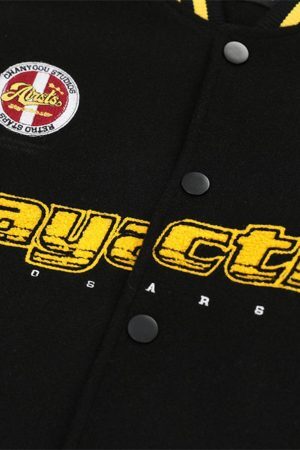 Concert Outfit Contrast Color Stitching Embroidery Bomber Jacket