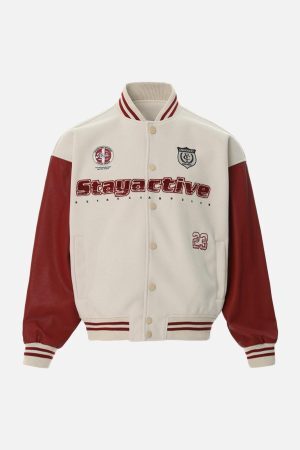 Concert Outfit Contrast Color Stitching Embroidery Bomber Jacket