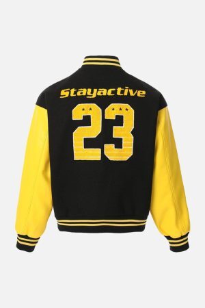 Concert Outfit Contrast Color Stitching Embroidery Bomber Jacket