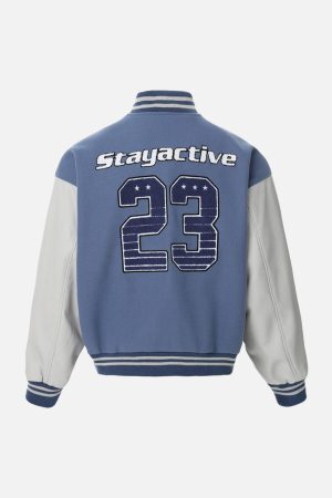 Concert Outfit Contrast Color Stitching Embroidery Bomber Jacket