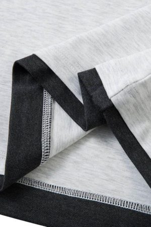 Concert Outfit Contrast Color Stitching Faux Two-Piece T-Shirt