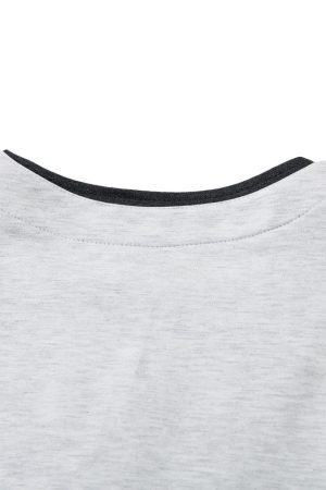 Concert Outfit Contrast Color Stitching Faux Two-Piece T-Shirt