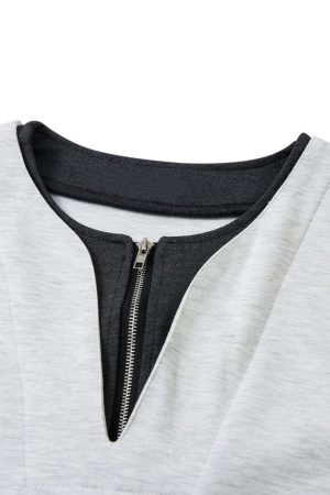 Concert Outfit Contrast Color Stitching Faux Two-Piece T-Shirt