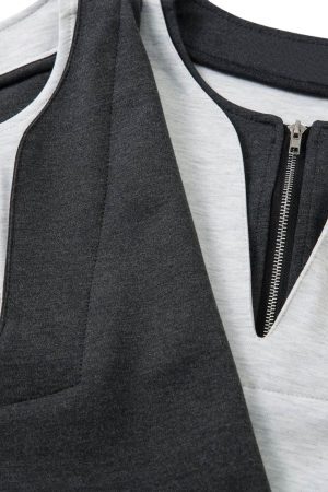 Concert Outfit Contrast Color Stitching Faux Two-Piece T-Shirt