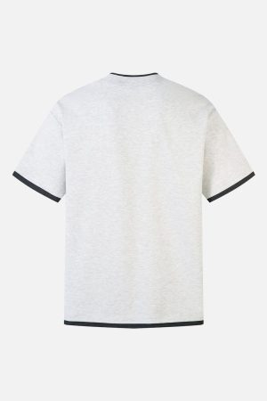 Concert Outfit Contrast Color Stitching Faux Two-Piece T-Shirt