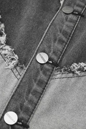 Concert Outfit Contrast Denim Heart Stitching Street Rap Vest