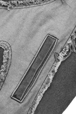 Concert Outfit Contrast Denim Heart Stitching Street Rap Vest