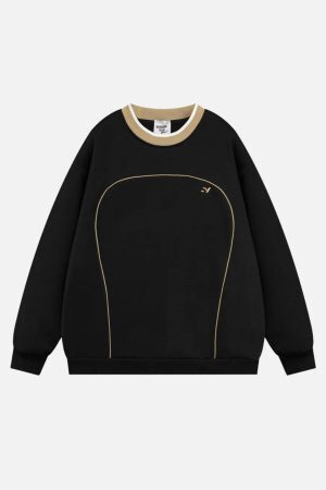 Concert Outfit Contrast Paneled Embroidery Sweatshirt