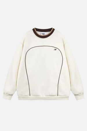 Concert Outfit Contrast Paneled Embroidery Sweatshirt