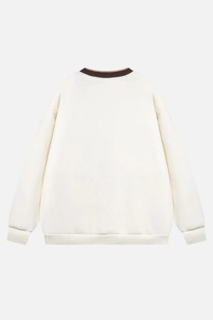 Concert Outfit Contrast Paneled Embroidery Sweatshirt