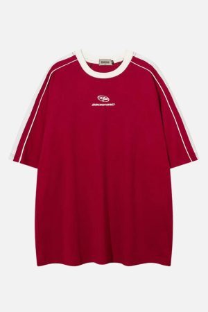 Concert Outfit Contrast Paneled Raglan Sleeve Tee