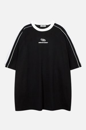 Concert Outfit Contrast Paneled Raglan Sleeve Tee