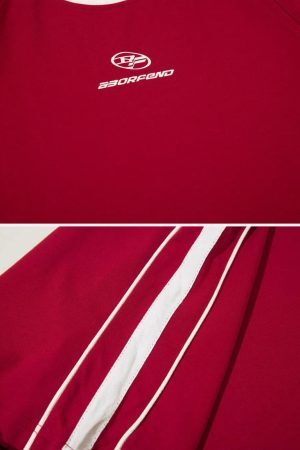 Concert Outfit Contrast Paneled Raglan Sleeve Tee