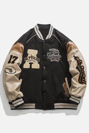 Concert Outfit Contrast Stitching Thicken Varsity Jacket