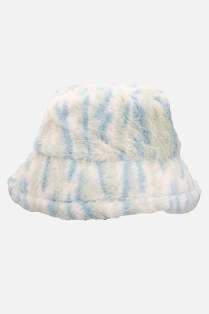 Concert Outfit Contrast Striped Plush Vintage Bucket Hat