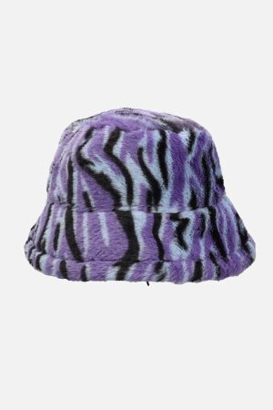 Concert Outfit Contrast Striped Plush Vintage Bucket Hat