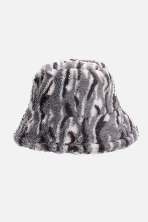Concert Outfit Contrast Striped Plush Vintage Bucket Hat