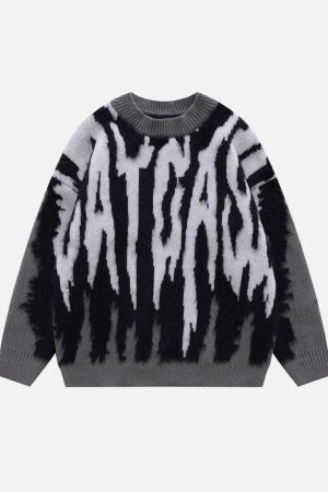 Concert Outfit Contrast Zebra Plush Print Sweater