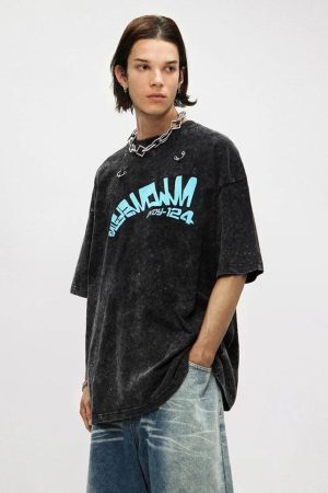 Concert Outfit Crack Letter Print Tee