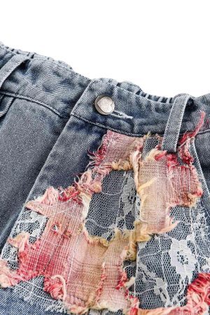 Concert Outfit Craftsmanship Ripped Floral Denim Shorts