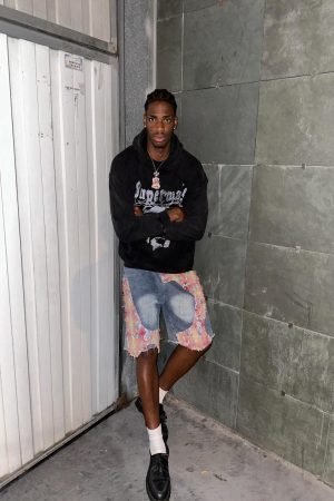 Concert Outfit Craftsmanship Ripped Floral Denim Shorts