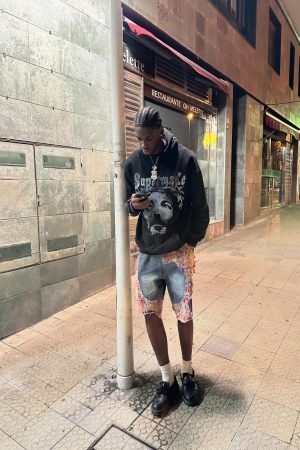 Concert Outfit Craftsmanship Ripped Floral Denim Shorts