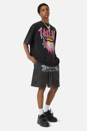 Concert Outfit Creative Fun Big Tongue Print T-Shirt