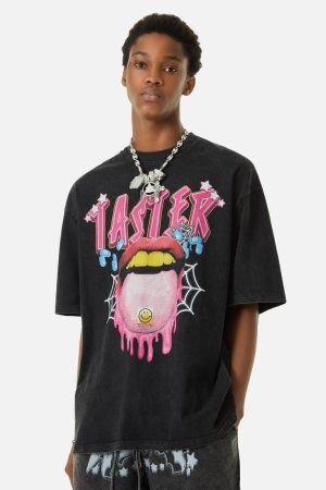 Concert Outfit Creative Fun Big Tongue Print T-Shirt