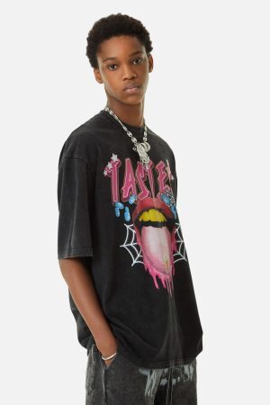 Concert Outfit Creative Fun Big Tongue Print T-Shirt