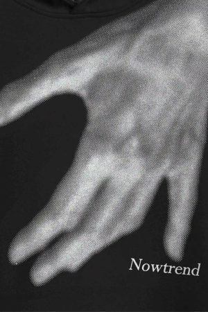 Concert Outfit Creative Handshake Print Hoodie