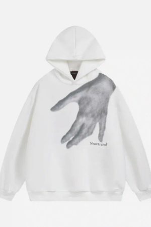 Concert Outfit Creative Handshake Print Hoodie