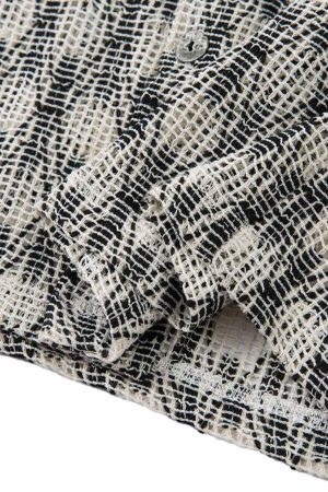 Concert Outfit Crochet Hollow Button-Up Shirt