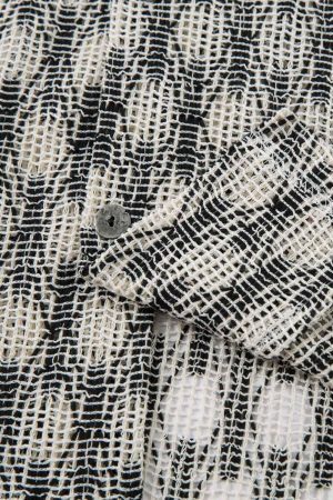 Concert Outfit Crochet Hollow Button-Up Shirt