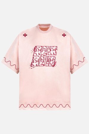 Concert Outfit Cross and Wave Print T-Shirt