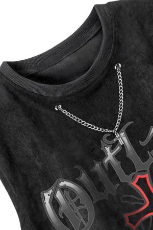 Concert Outfit Cross Chain Suede Street Rap Sleeveless Vest