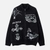 Concert Outfit Cross Heart Butterfly Jacquard Cardigan