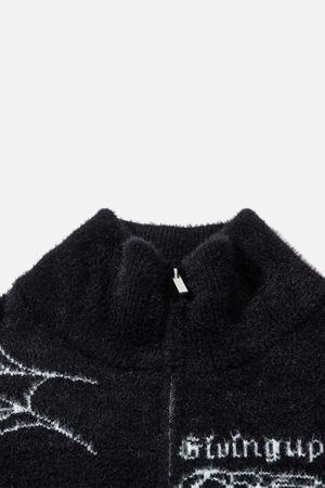 Concert Outfit Cross Heart Butterfly Jacquard Cardigan