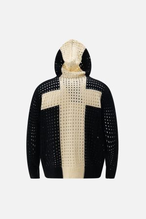 Concert Outfit Cross Jacquard Full Zipper Hooded Jacket