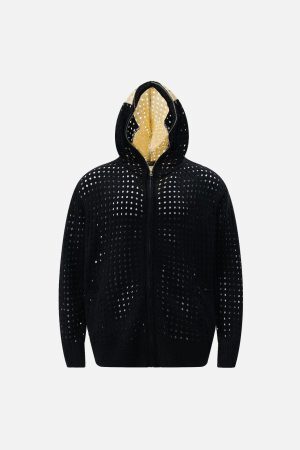 Concert Outfit Cross Jacquard Full Zipper Hooded Jacket