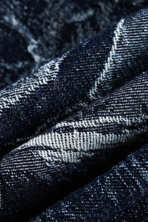 Concert Outfit Cross Jacquard Zip Up Denim Jacket