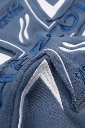 Concert Outfit Cross Lettering Embroidery Washed Hoodie