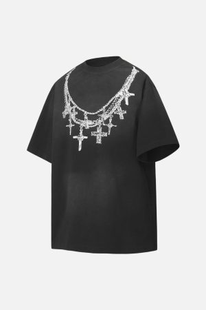 Concert Outfit Cross Necklace Graphic T-Shirt