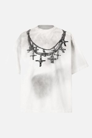 Concert Outfit Cross Necklace Graphic T-Shirt