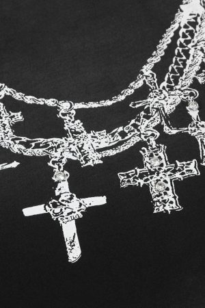 Concert Outfit Cross Necklace Graphic T-Shirt