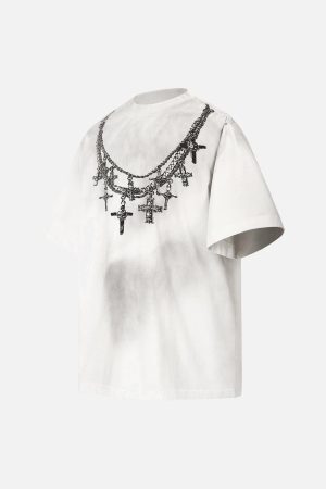 Concert Outfit Cross Necklace Graphic T-Shirt