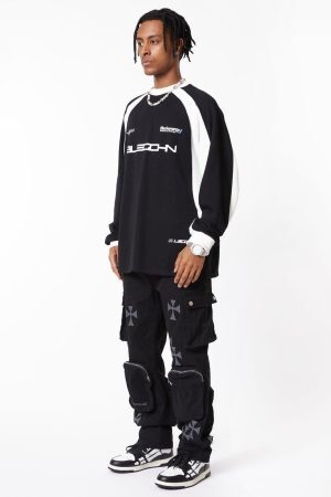 Concert Outfit Cross Printed Multi-Pocket Casual Pants