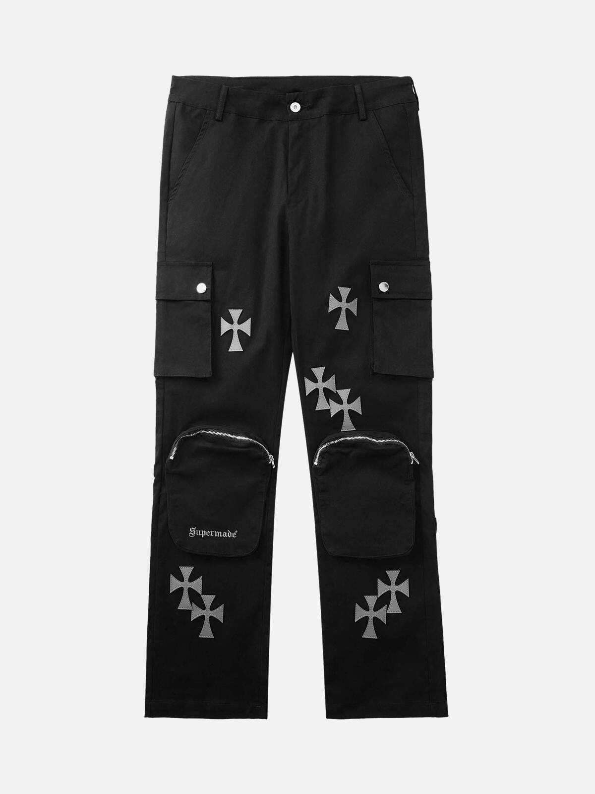 Concert Outfit Cross Printed Multi-Pocket Casual Pants Concert Outfit Cross Printed Multi-Pocket Casual Pants