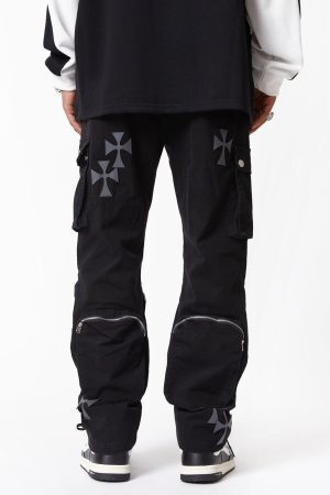 Concert Outfit Cross Printed Multi-Pocket Casual Pants