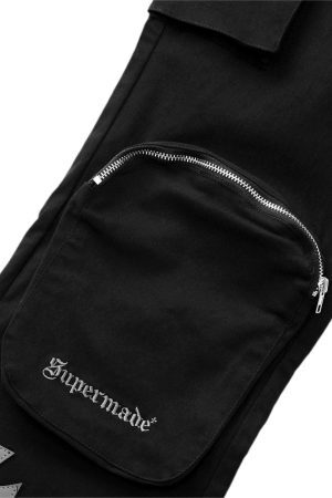 Concert Outfit Cross Printed Multi-Pocket Casual Pants