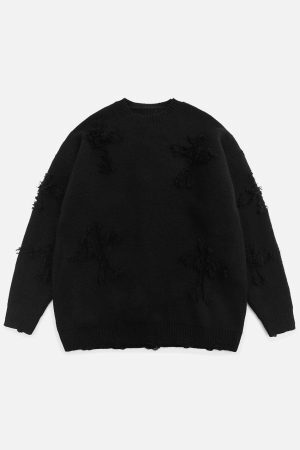 Concert Outfit Crosses Patchwork Sweater